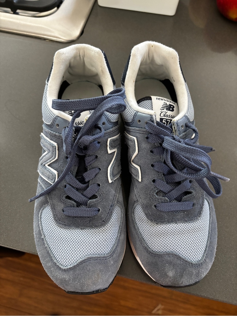 New Balance Men’s Classic 574 Sneakers in Navy/Light Blue 5.5